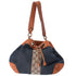 GUCCI GG Bucket Shoulder Bag 124386 Navy Brown Denim Jacquard Leather